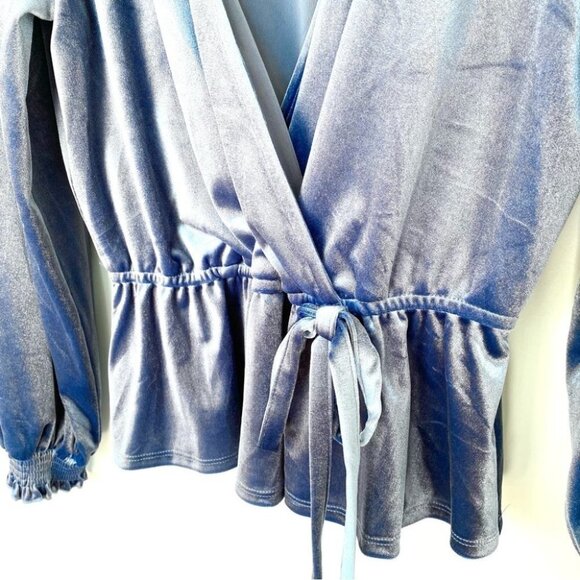 Lauren Conrad surplice top with elasticized waist & long sleeves, stretch - Picture 3 of 11